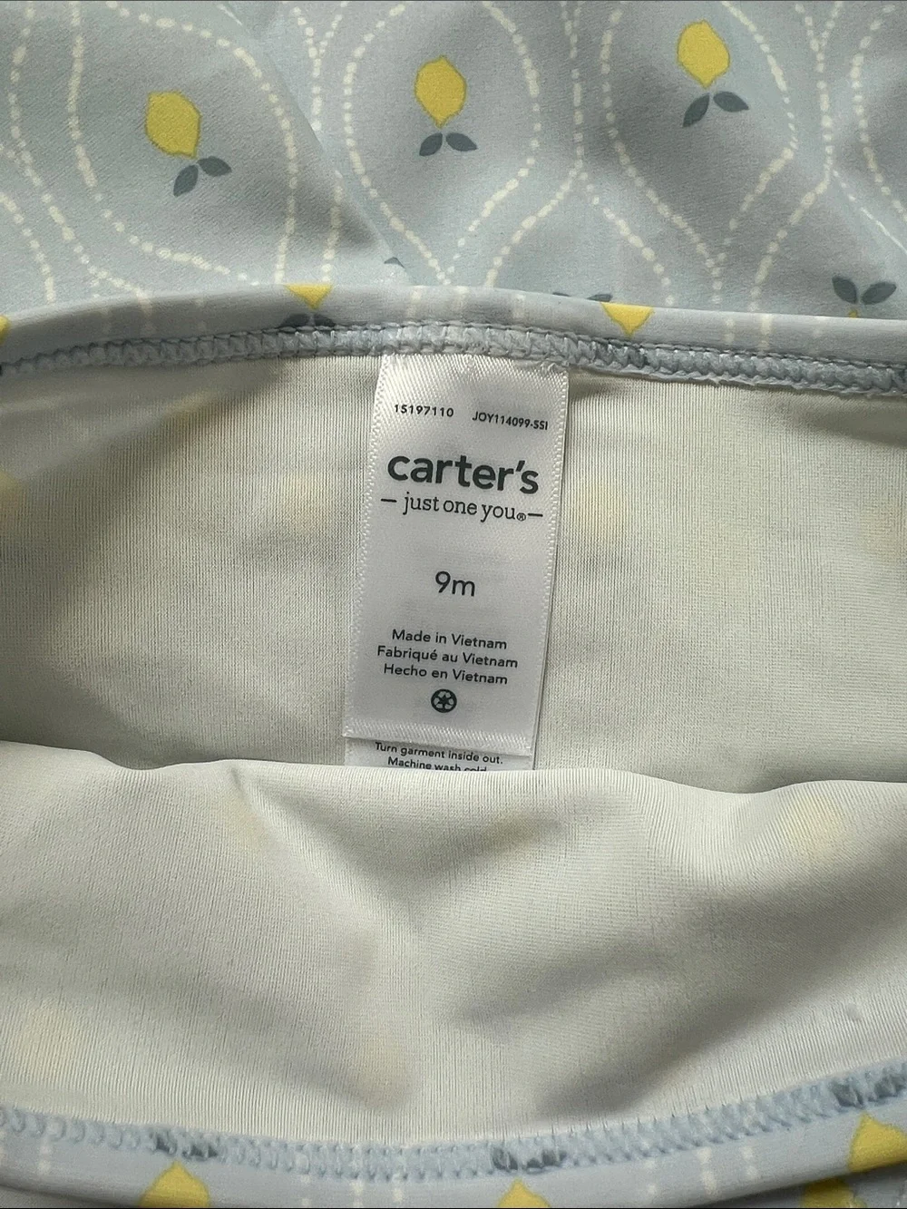 Carter's Light Blue Rash Guard Set with Yellow Lemon Print